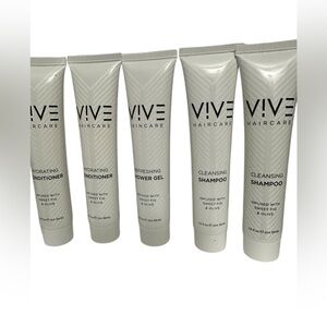 Vive Skincare Travel Body Shampoo x2 Conditioner x2 & Shower Gel New 1.5fl oz ea